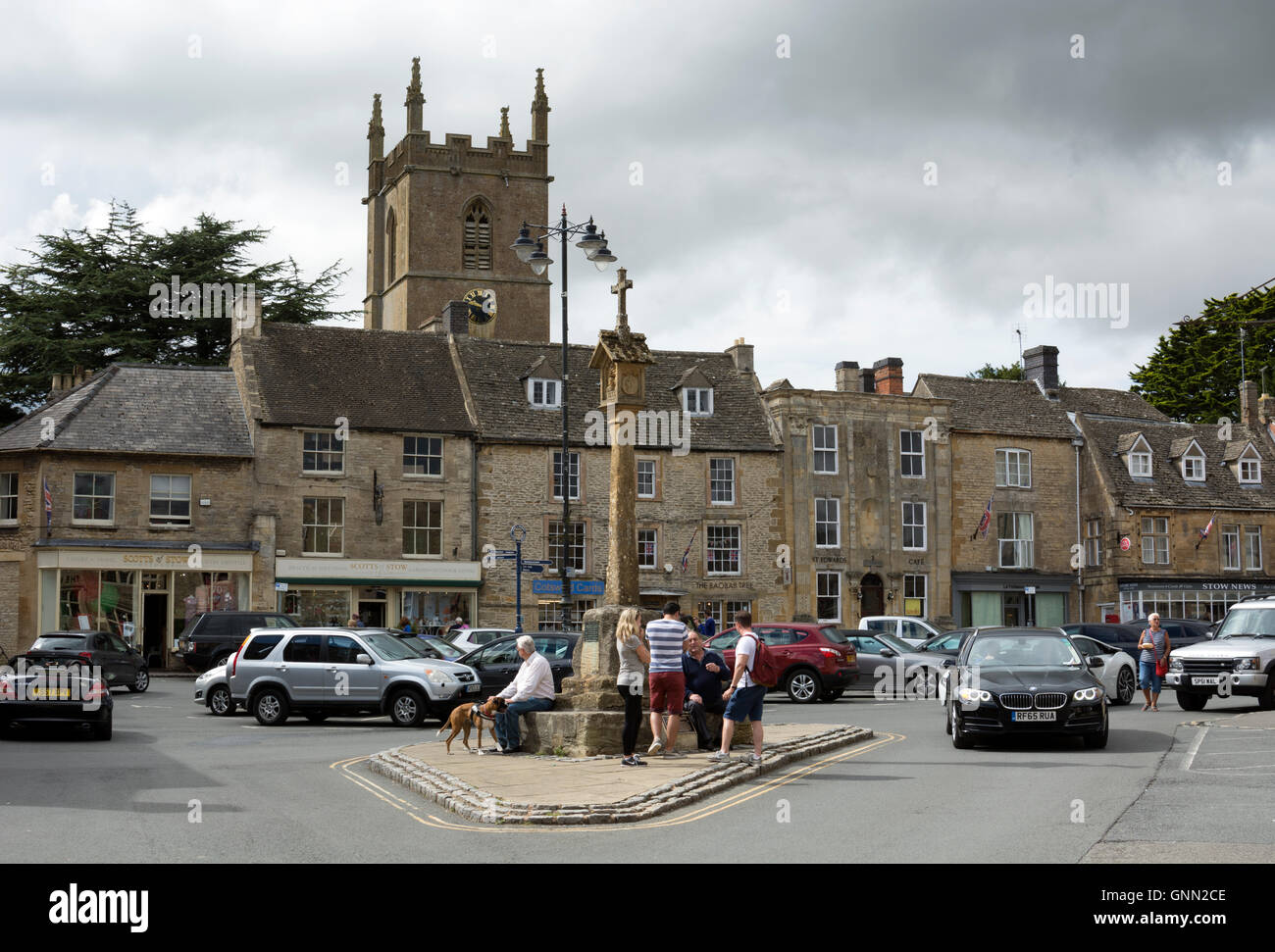 The Market Place, Stow-on-the-Wold, Gloucestershire, England, UK Stock Photo