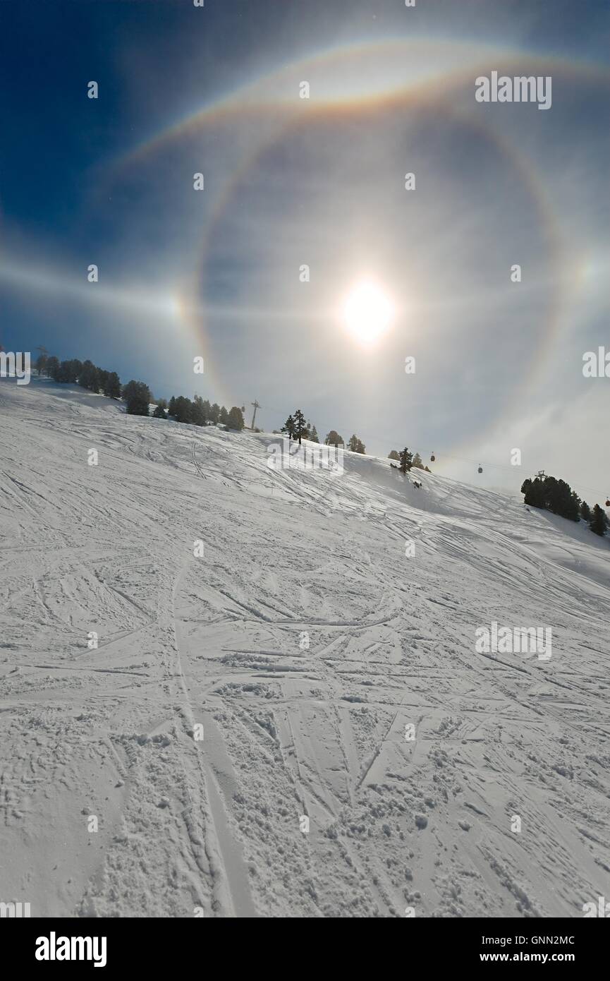 Sun Halos in Winter Stock Photo