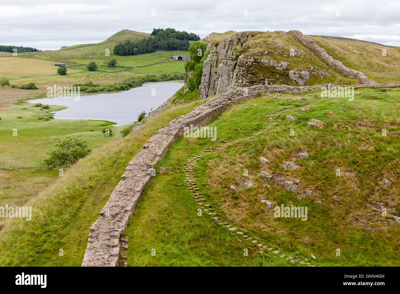 Northumberland, England, UK. Peel Crags from Steel Rigg, Hadrian's Wall ...