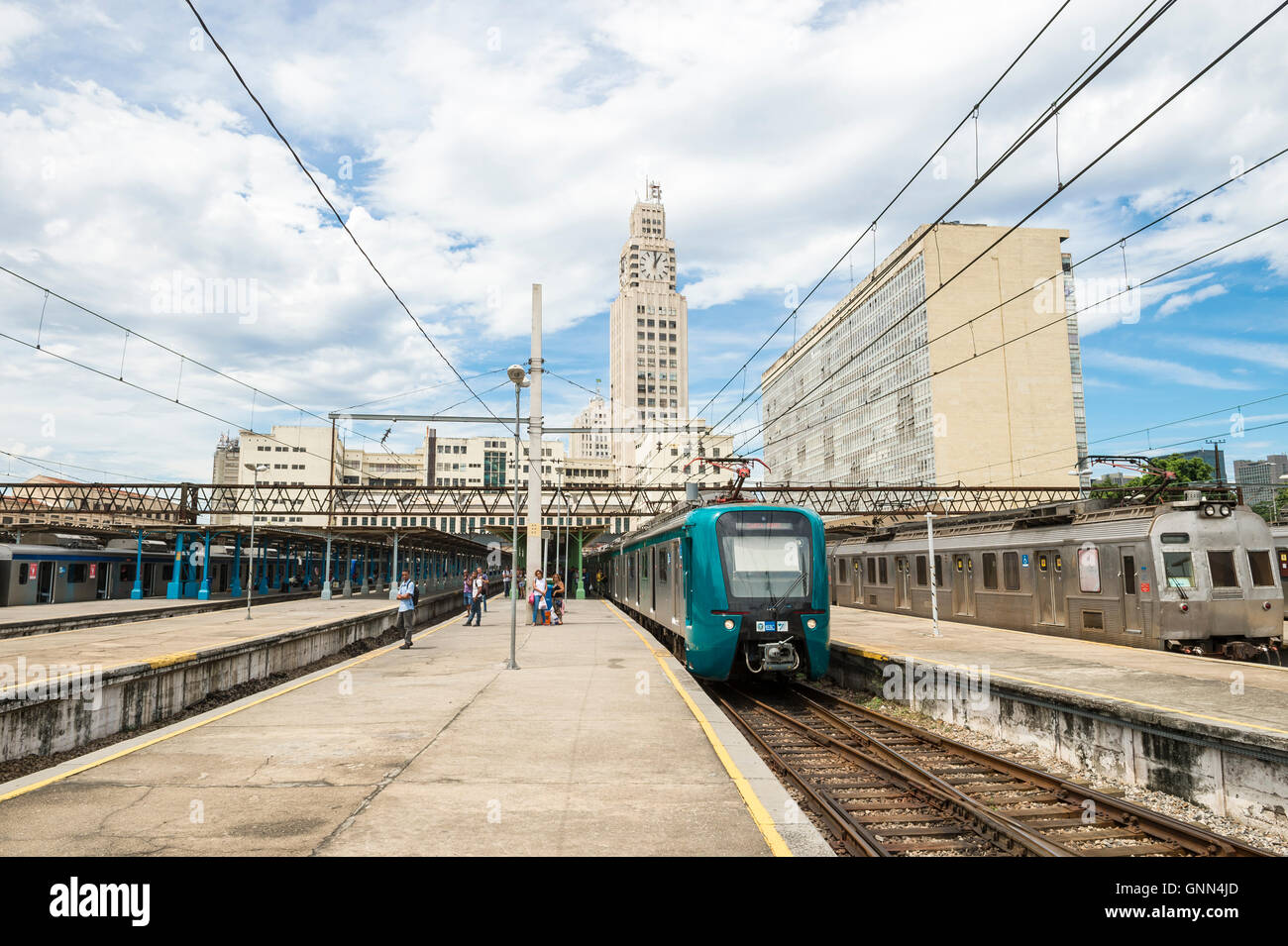 RIO DE JANEIRO - MARCH 4, 2016: SuperVia trains at Central do Brasil station carry passengers to the Zona Norte northern suburbs Stock Photo