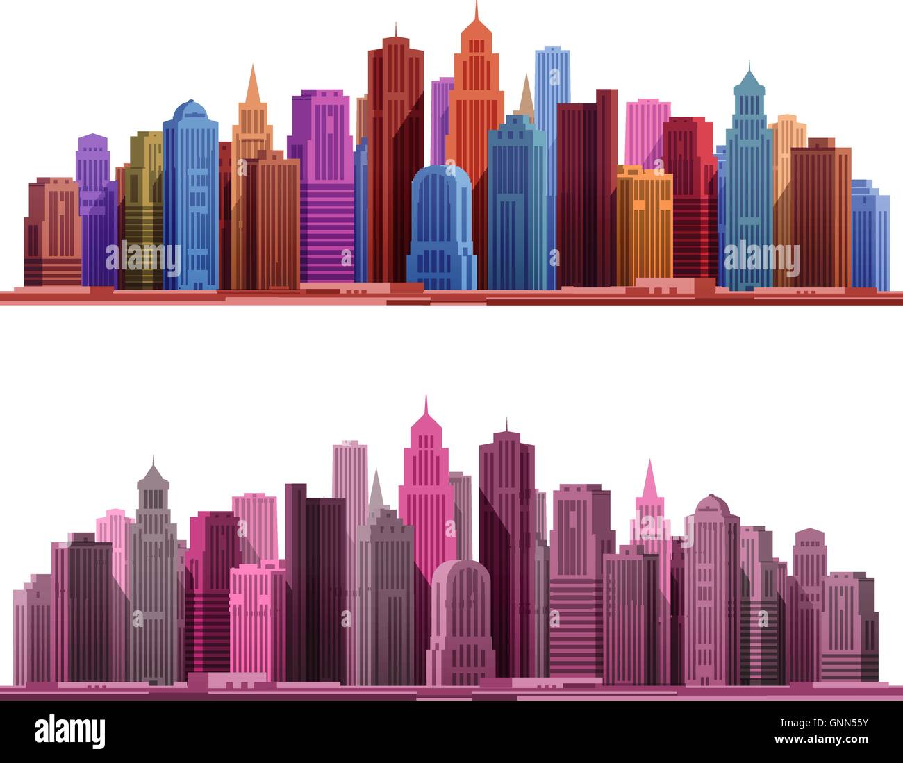 Big city with skyscrapers icons. Vector illustration Stock Vector