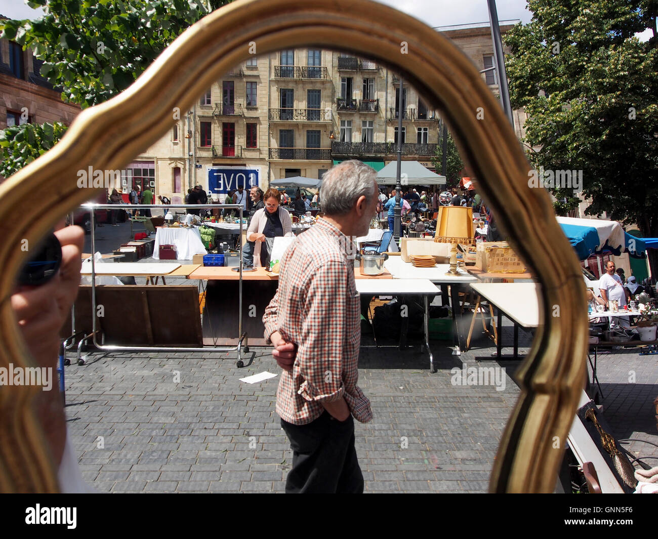 Sunday flea market on Place Saint Michel. Bordeaux, Gironde. Aquitaine