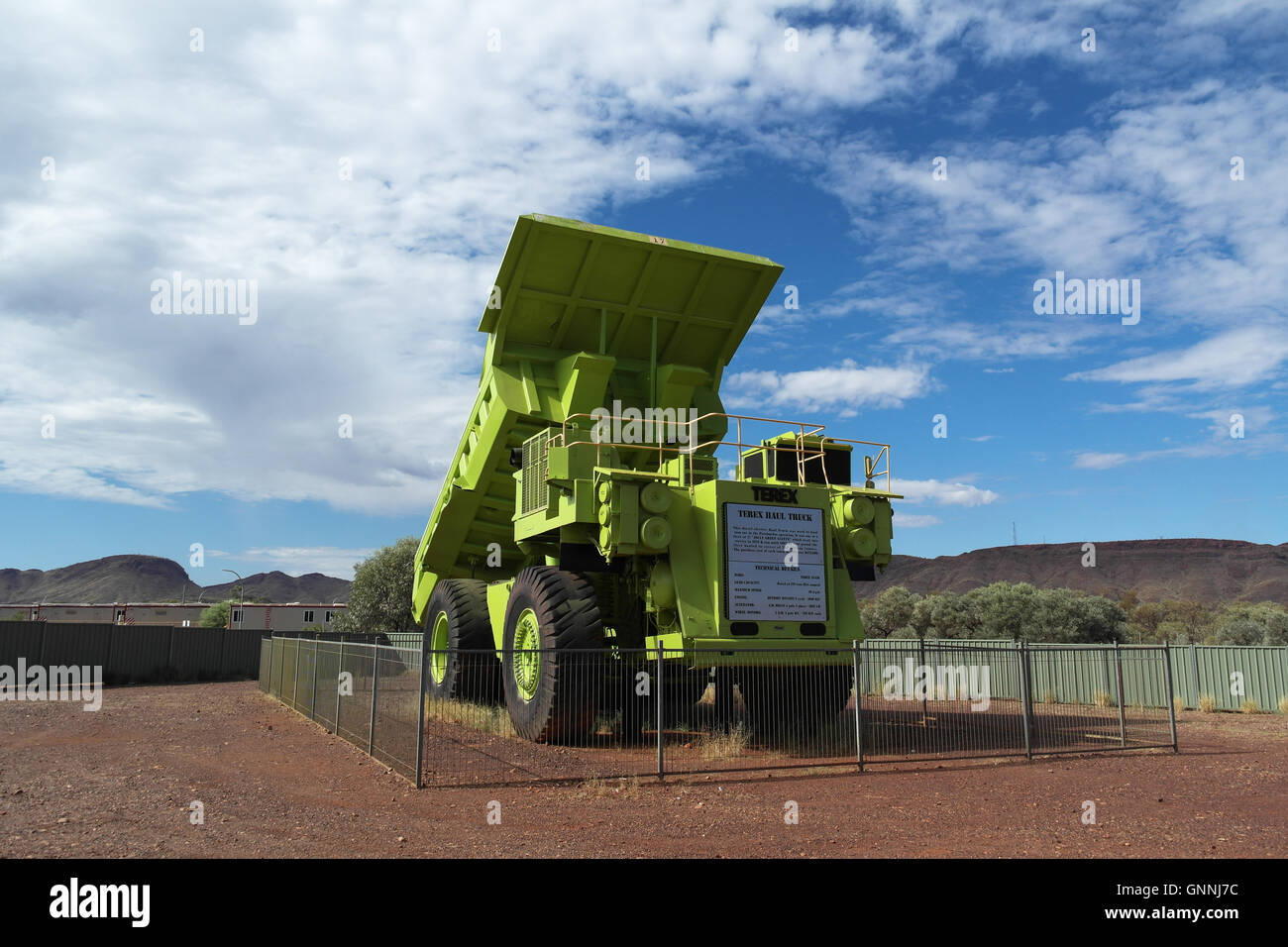 Retired Haul mining truck in Paraburdoo,Western Australia - Australia Stock Photo