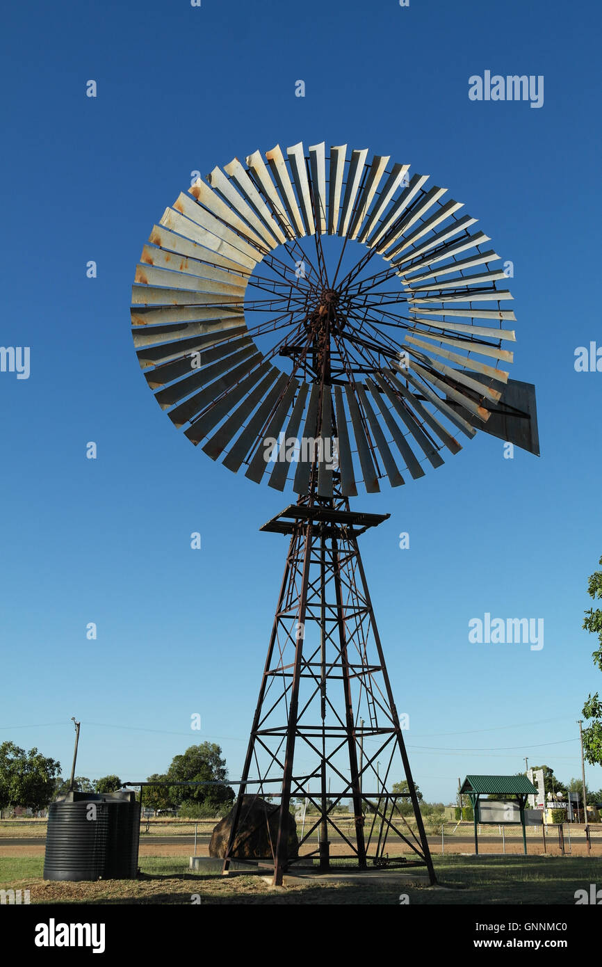 Huge windmill in the Queensland Outback - Australia Stock Photo