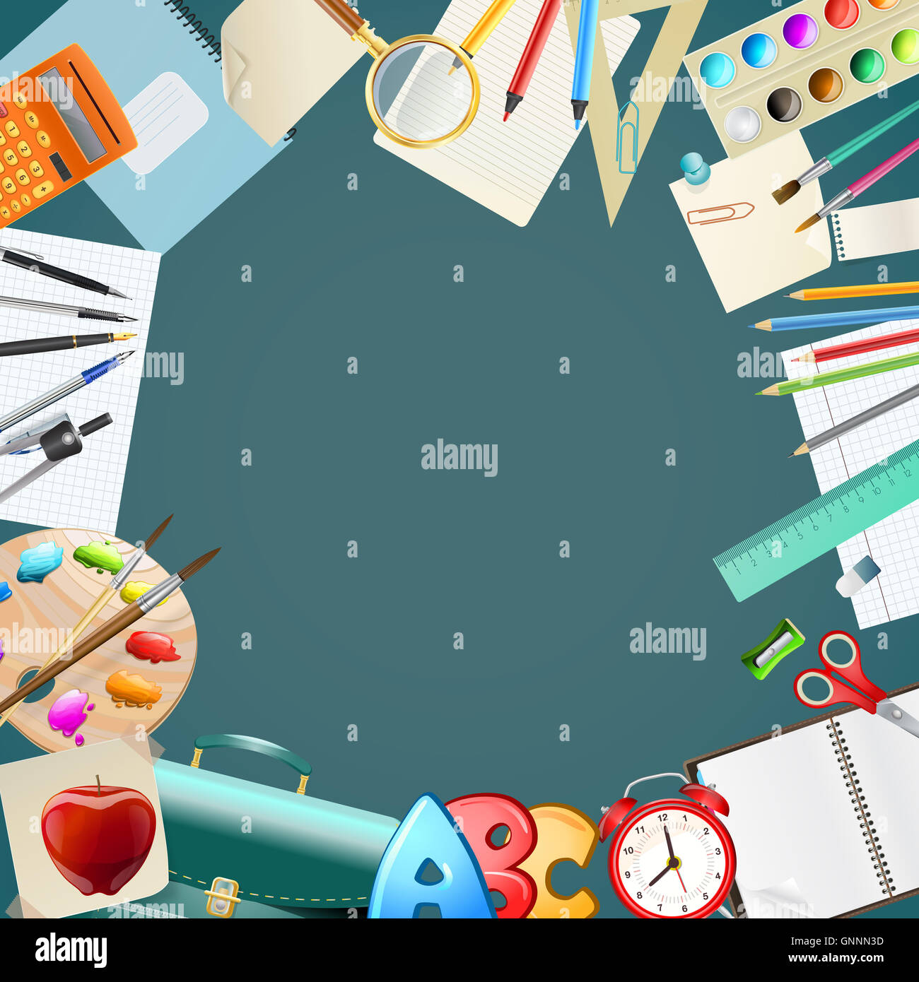 background with school items Stock Photo