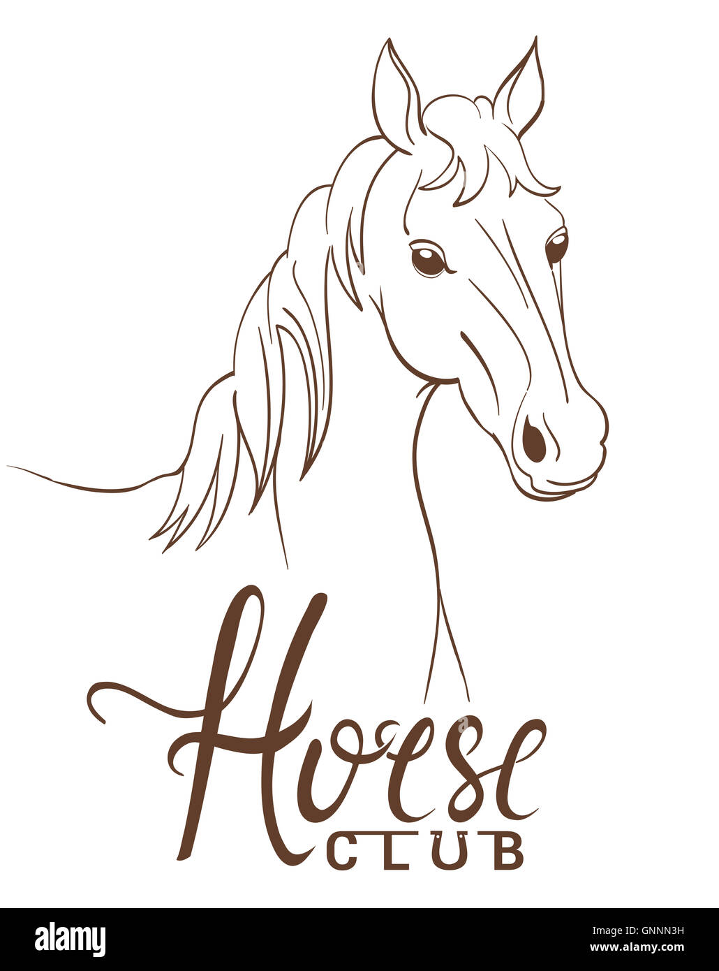 horse club emblem with line art drawing. vector Stock Photo