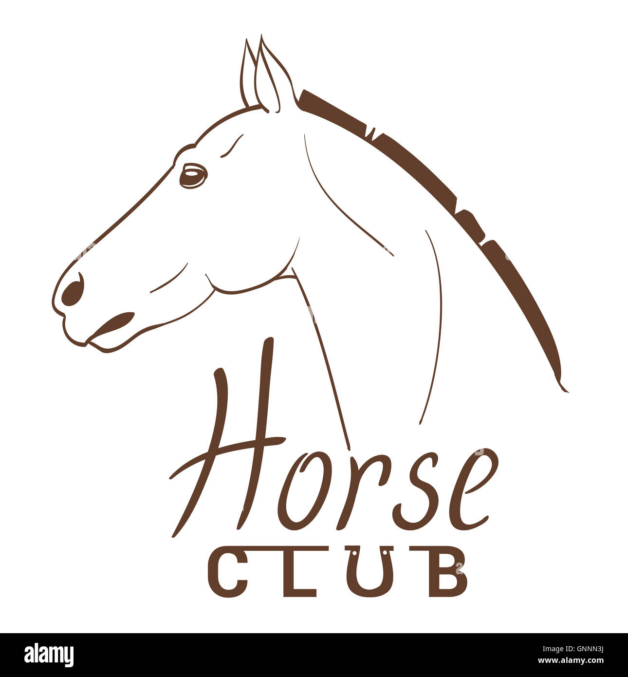 horse club symbol line art drawing. vector Stock Photo