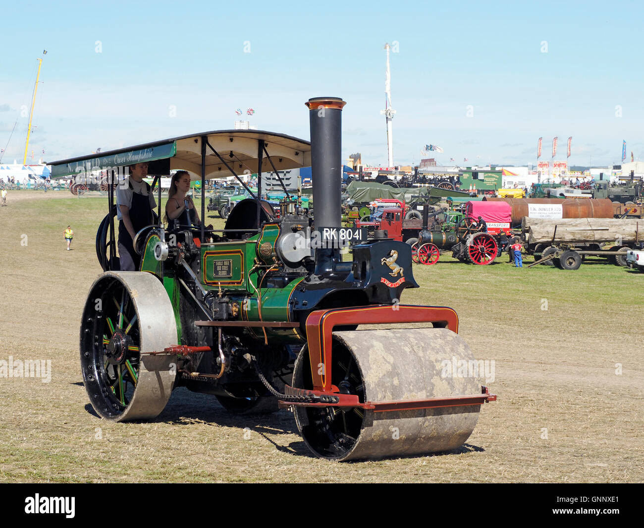 A beautifully restored steam roller displayed at the Great Dorset Steam