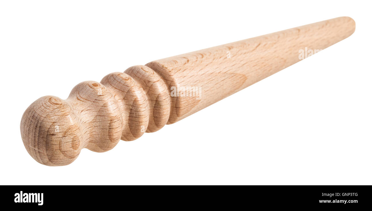 Leather crafting tool - round wood Edge Slicker and Burnisher isolated on white background Stock Photo