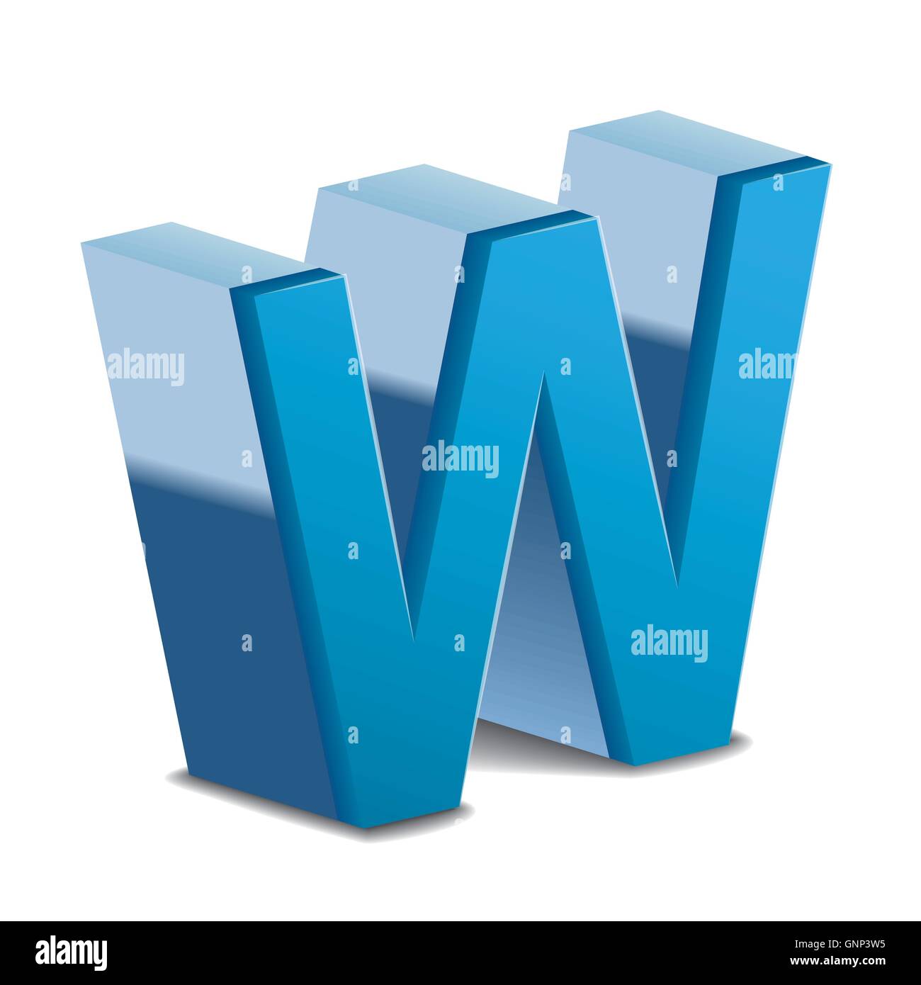 3D image blue letter W isolated on white background Stock Vector Image ...