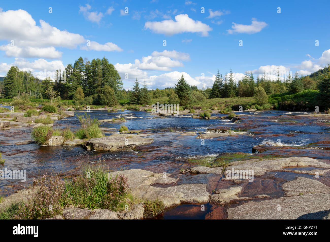 The Otter Pool on the River Dee (or Black Water of Dee) beside the Raiders Road Forest Drive, Dumfries and Galloway, Scotland Stock Photo
