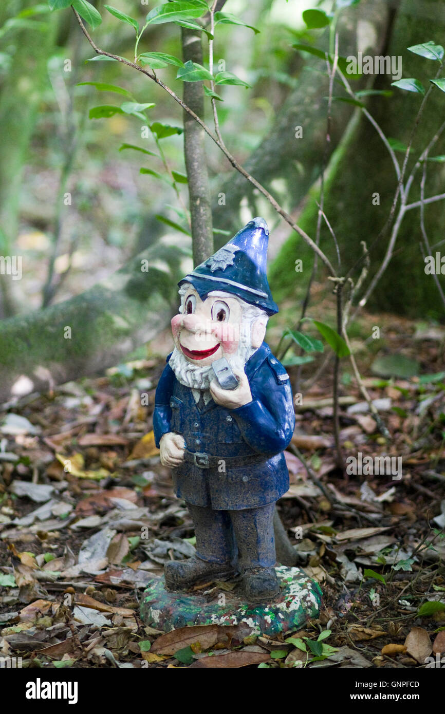 Old Policeman Garden Gnome In The Woodland Stock Photo Alamy