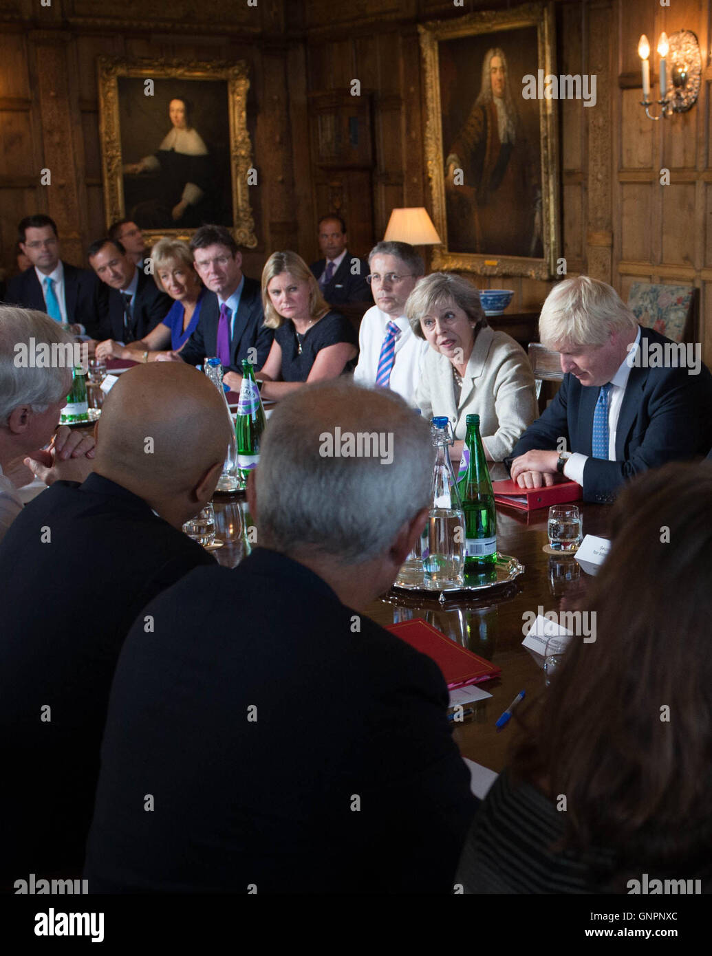 Theresa May holds a cabinet meeting at the Prime Minister's country retreat Chequers in Buckinghamshire to discuss department-by-department Brexit action plans. Stock Photo
