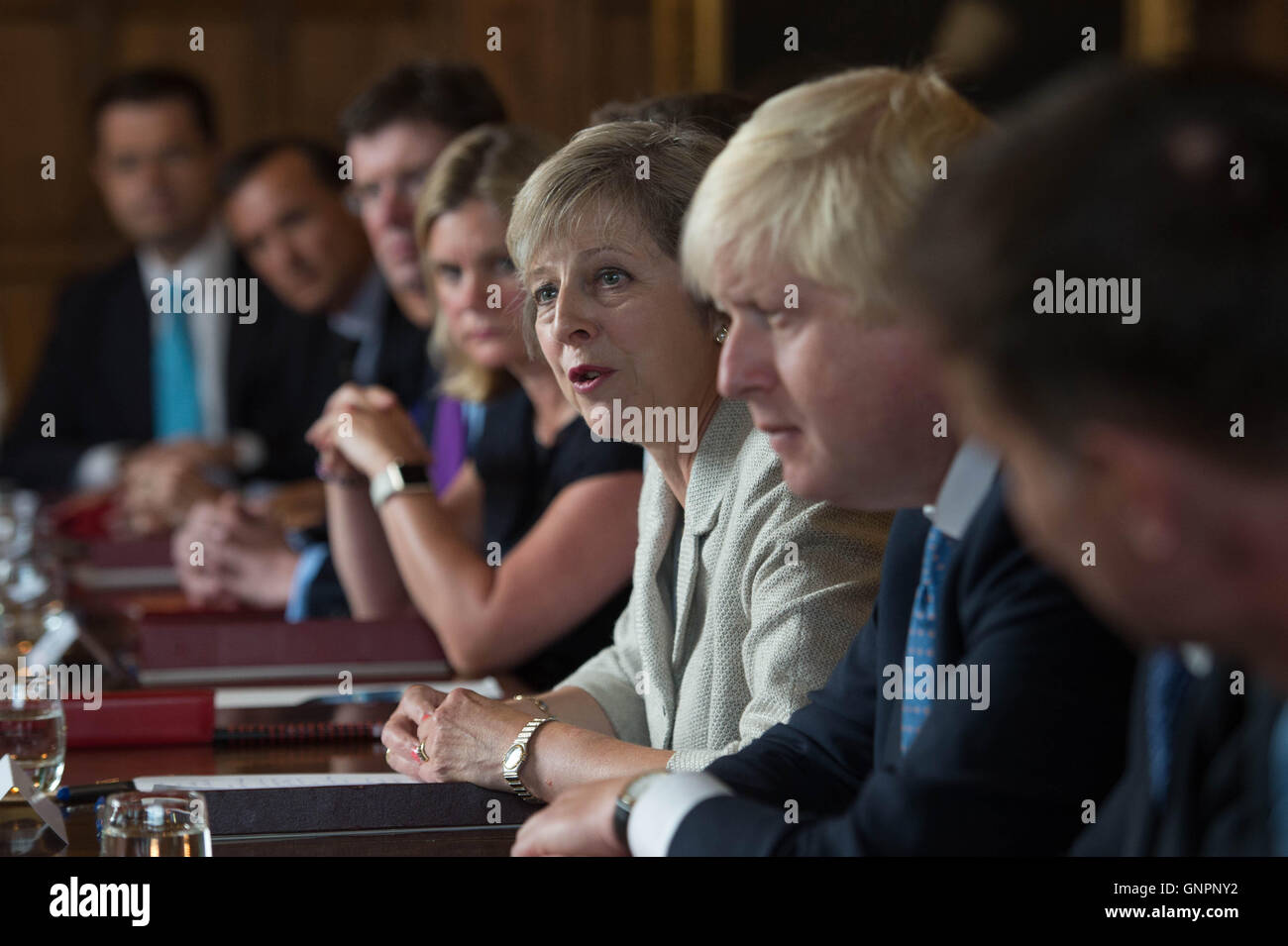 Theresa May holds a cabinet meeting at the Prime Minister's country retreat Chequers in Buckinghamshire to discuss department-by-department Brexit action plans. Stock Photo