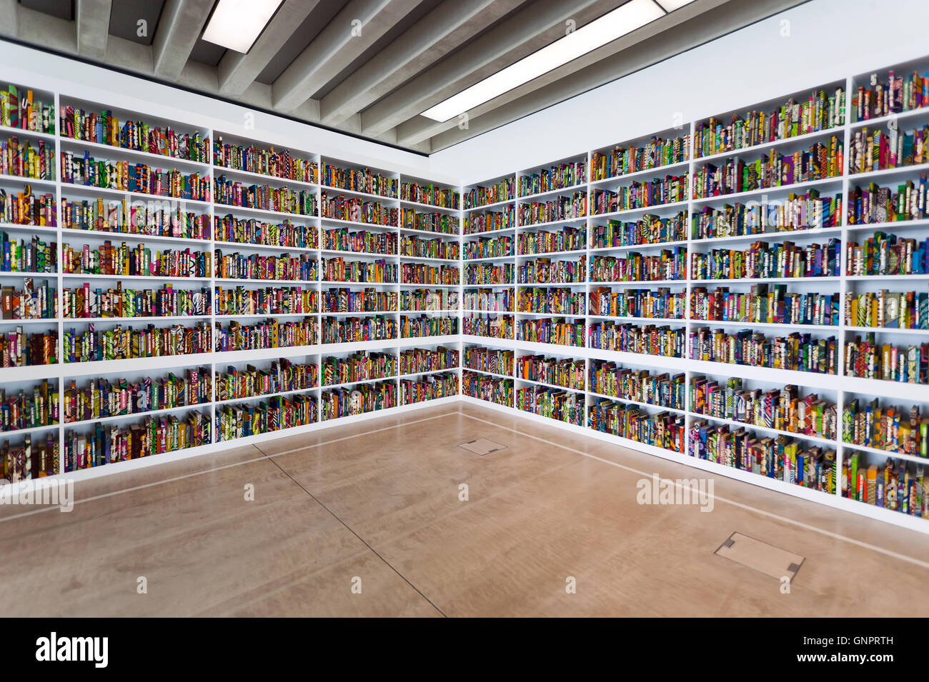 The British Library', a colourful work by artist Yinka Shonibare at the Turner Contemporary's Sunley Galley Stock Photo