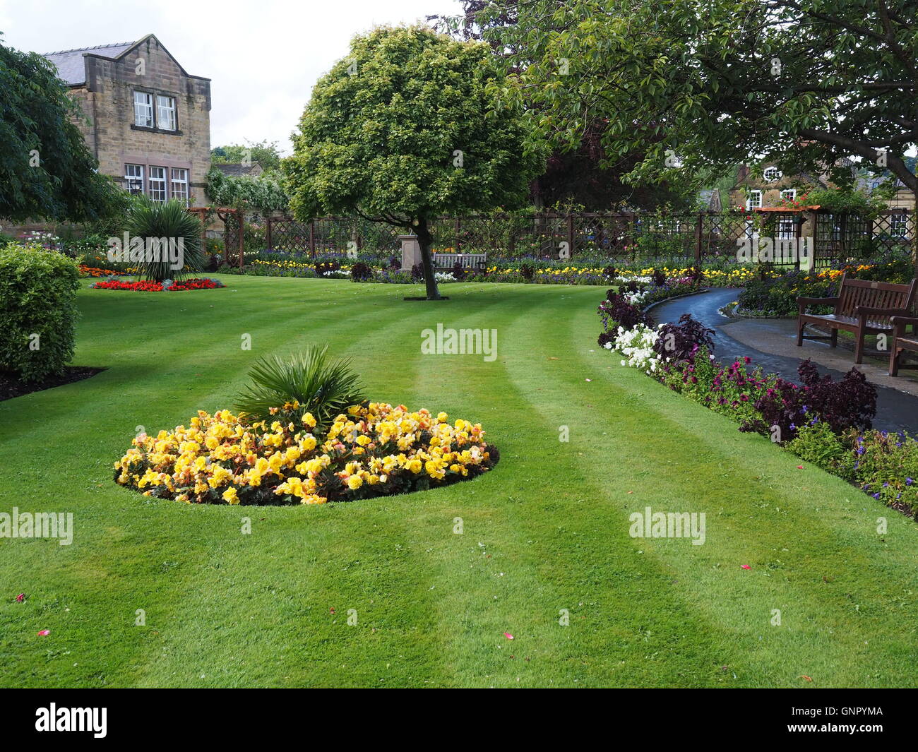 A view of a public garden in Bakewell Derbyshire England Stock Photo