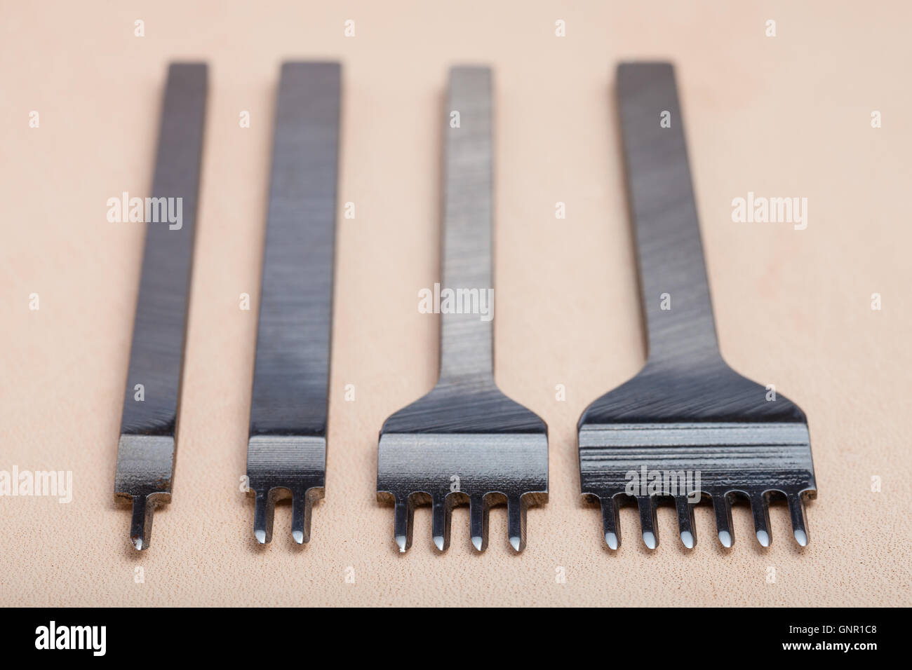 Leather crafting tool Prongs Lacing Stitching Chisels on natural