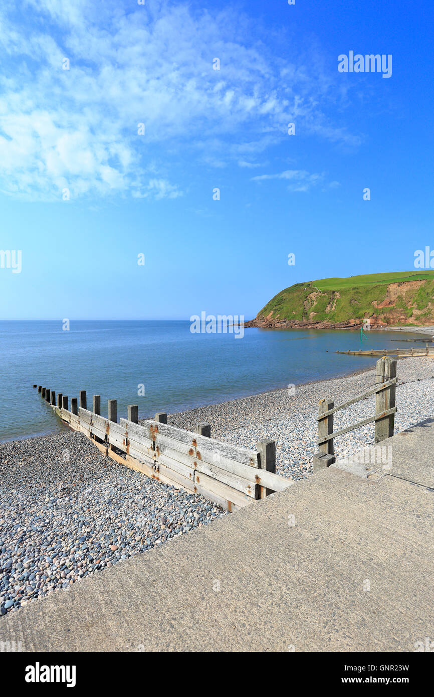 Seacote beach promenade and South Head, start of the Coast to Coast Walk, St Bees, Cumbria, England, UK. Stock Photo