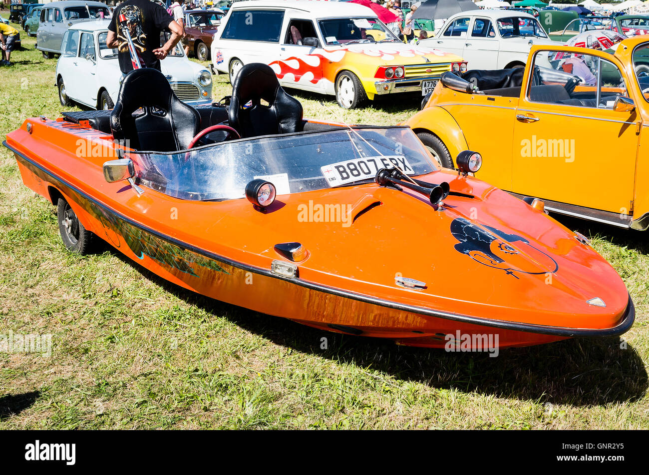 A Renauilt boat car called Clockwork Orange at an English show Stock Photo