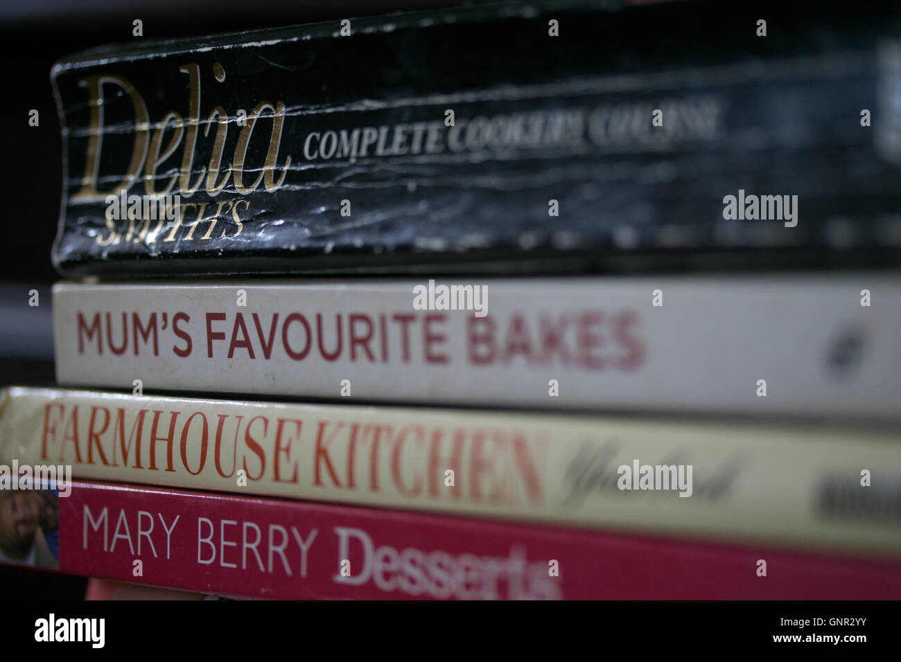 A selection of household cookery books. Stock Photo
