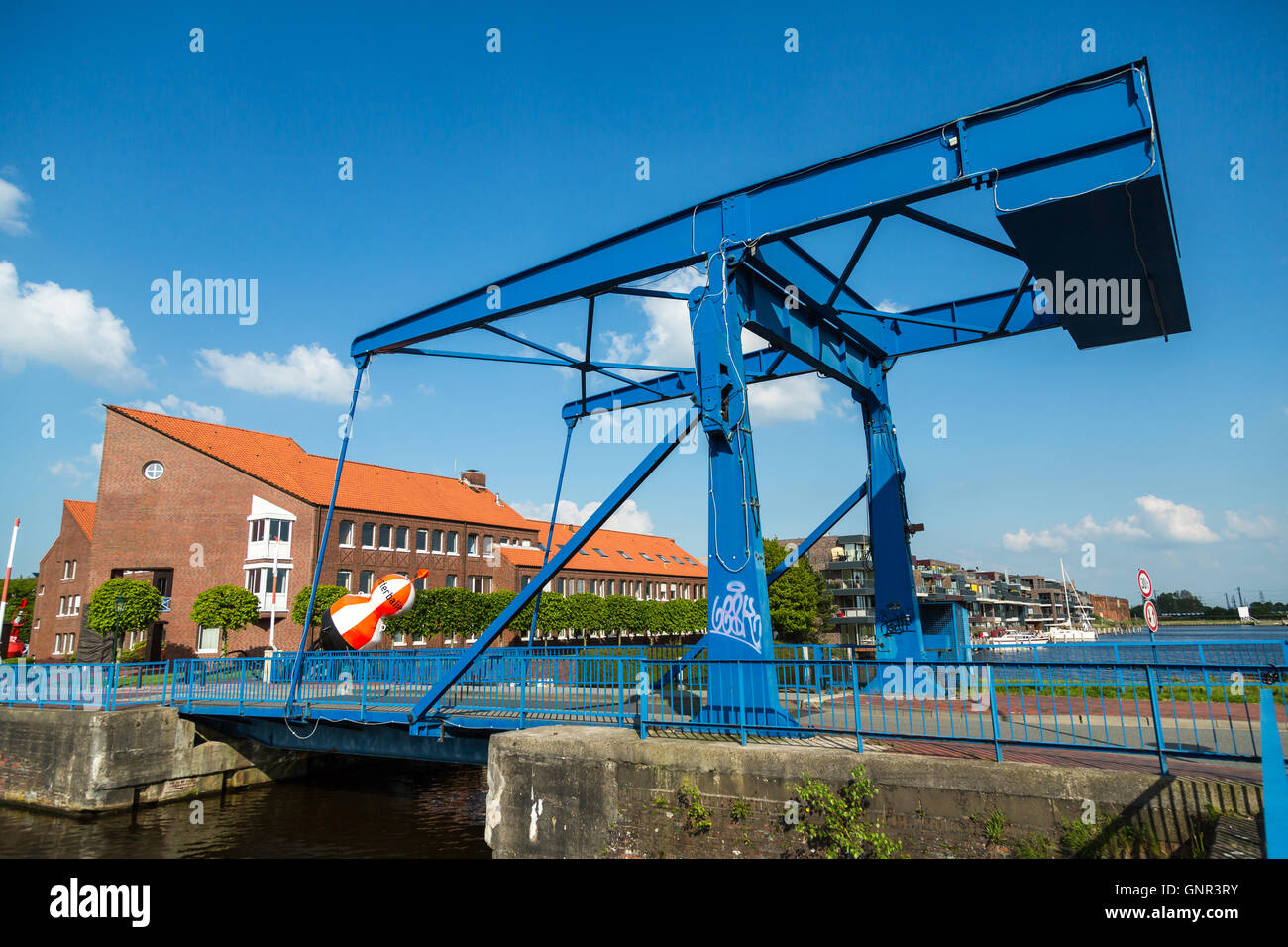 Emden, Germany, closed drawbridge at the port of Emden Stock Photo Alamy