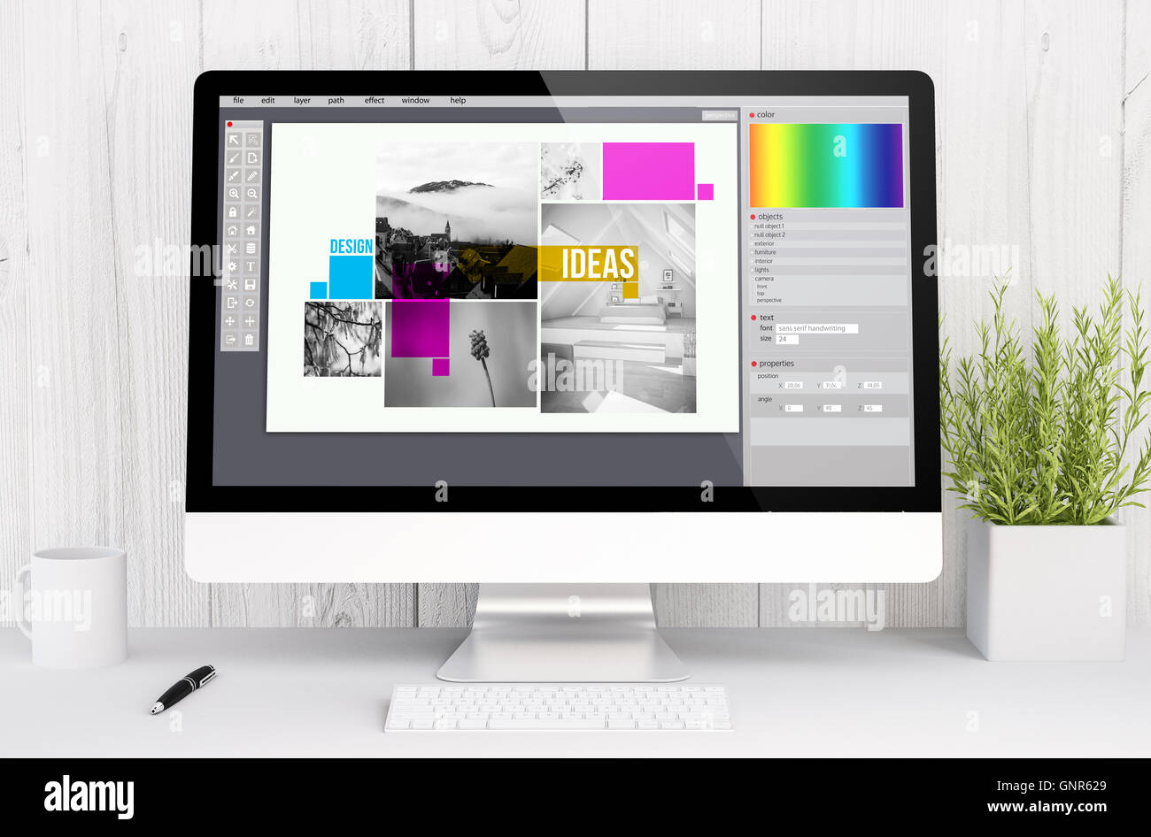 3d rendering graphic design software on computer. All screen graphics ...
