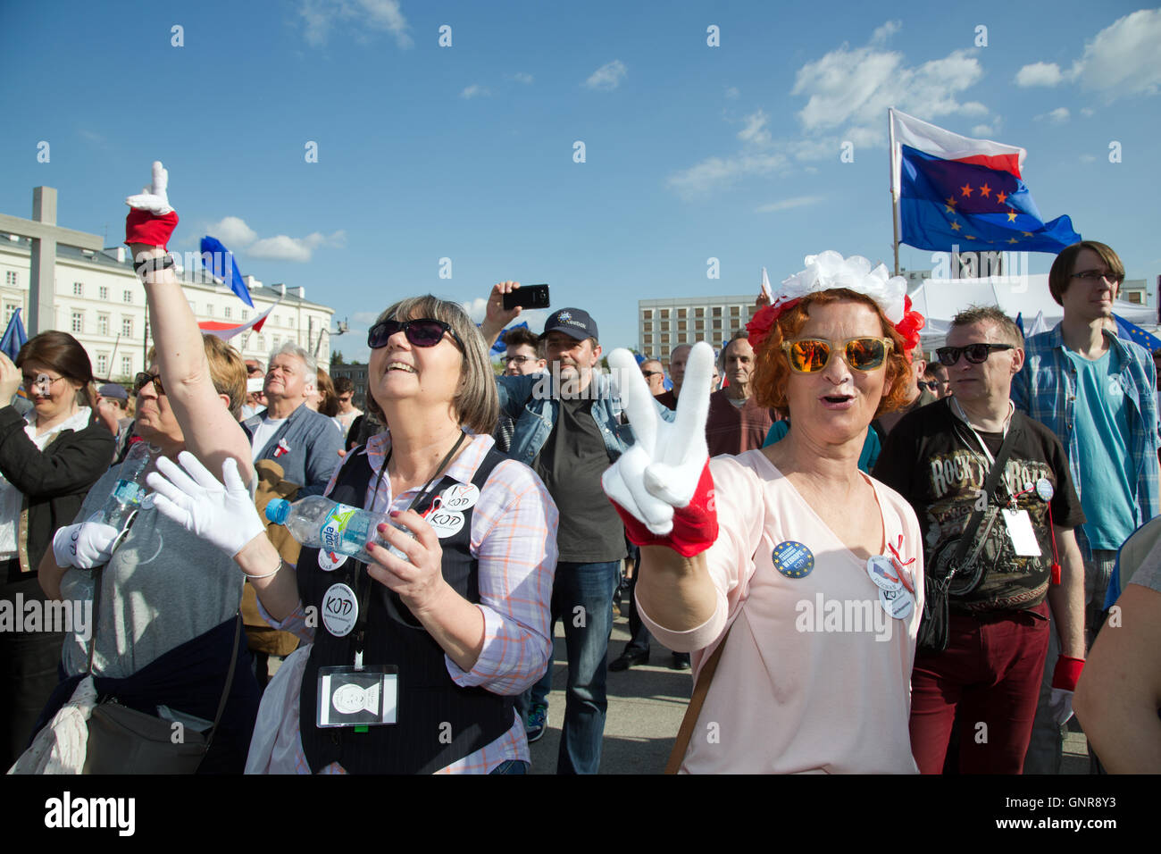 Warsaw, Poland, demonstration of about bipartisan Oppositionsbuendnises for the rescue of Polish democracy Stock Photo