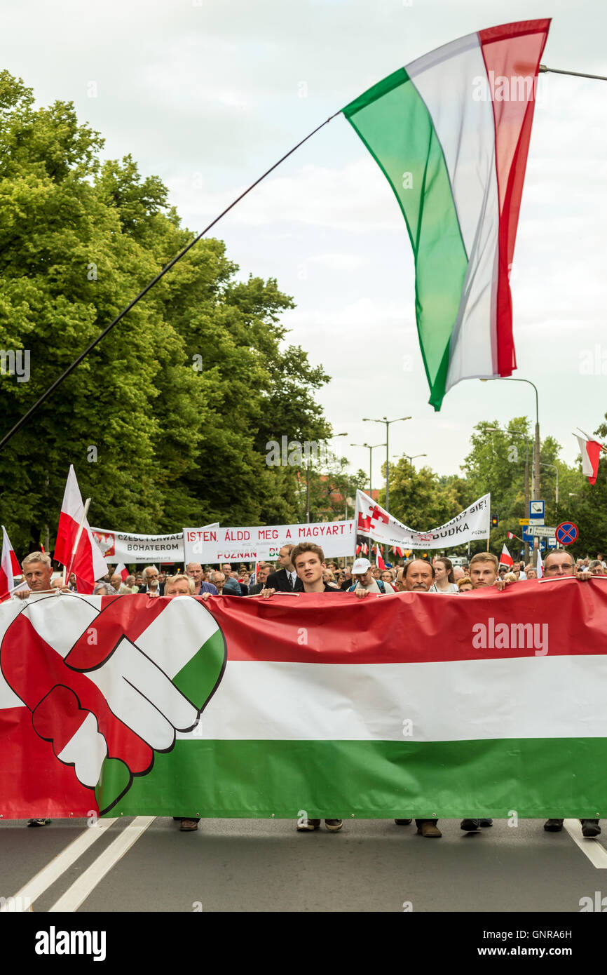 Poznan, Poland, marching right Conservative on the 60th anniversary of the PoznaÅ„ Uprising Stock Photo