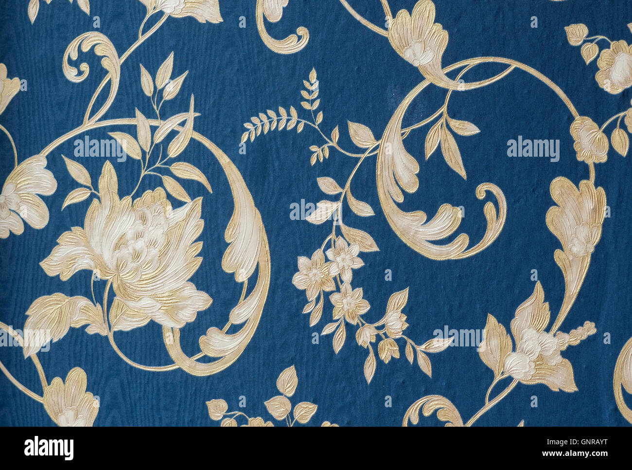 Berlin, Germany, close-up of a retro wallpaper with Bluemchen Stock Photo