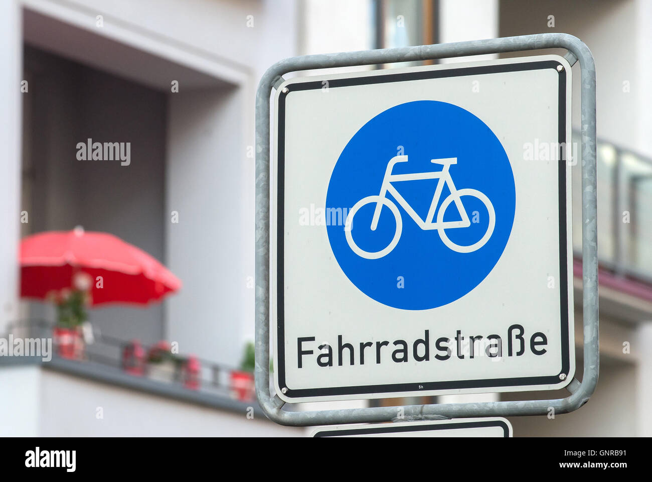 Berlin, Germany, signs of a bicycle road Stock Photo Alamy