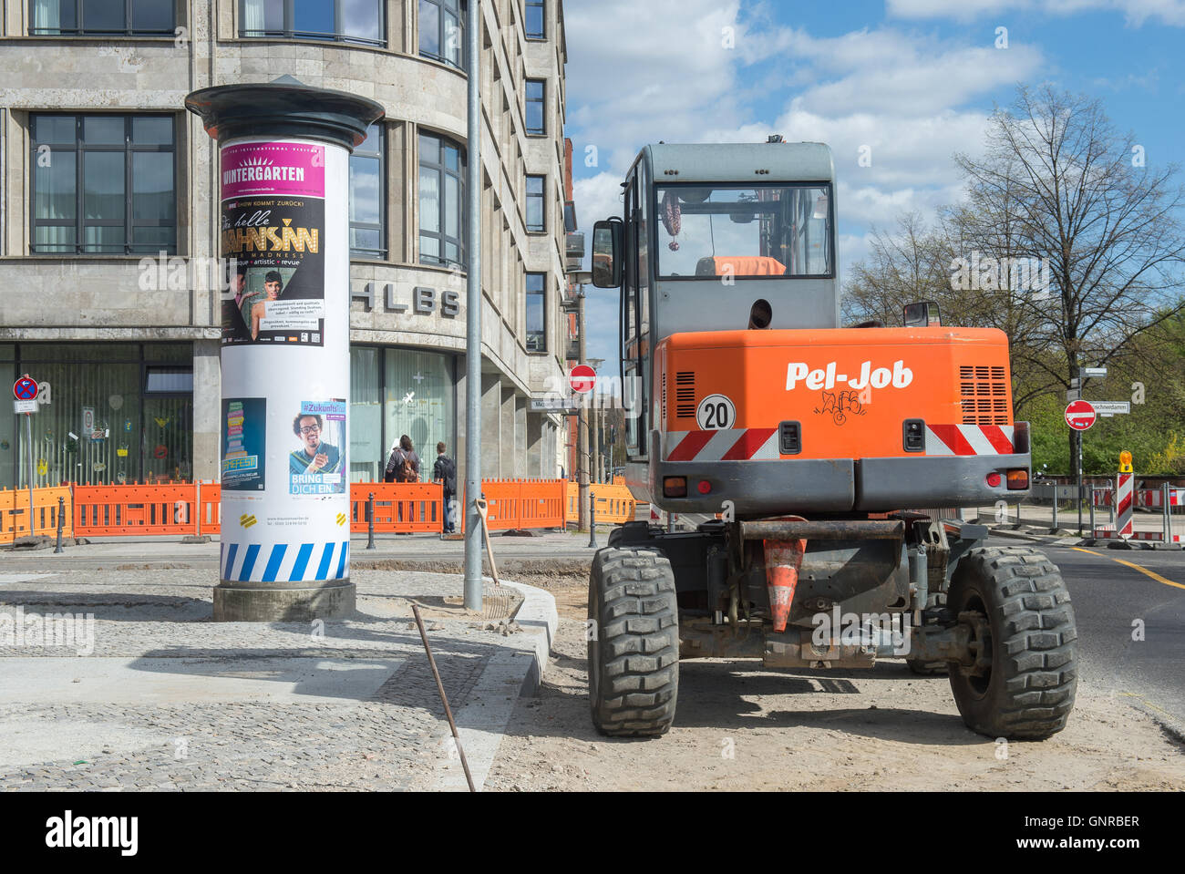 Berlin, Germany, excavator at a construction site in BerlinMitte Stock
