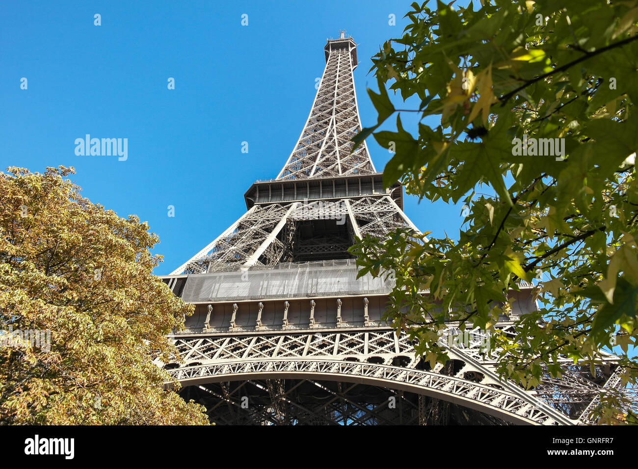The famous Eiffel tower in Paris, France - Europe Stock Photo