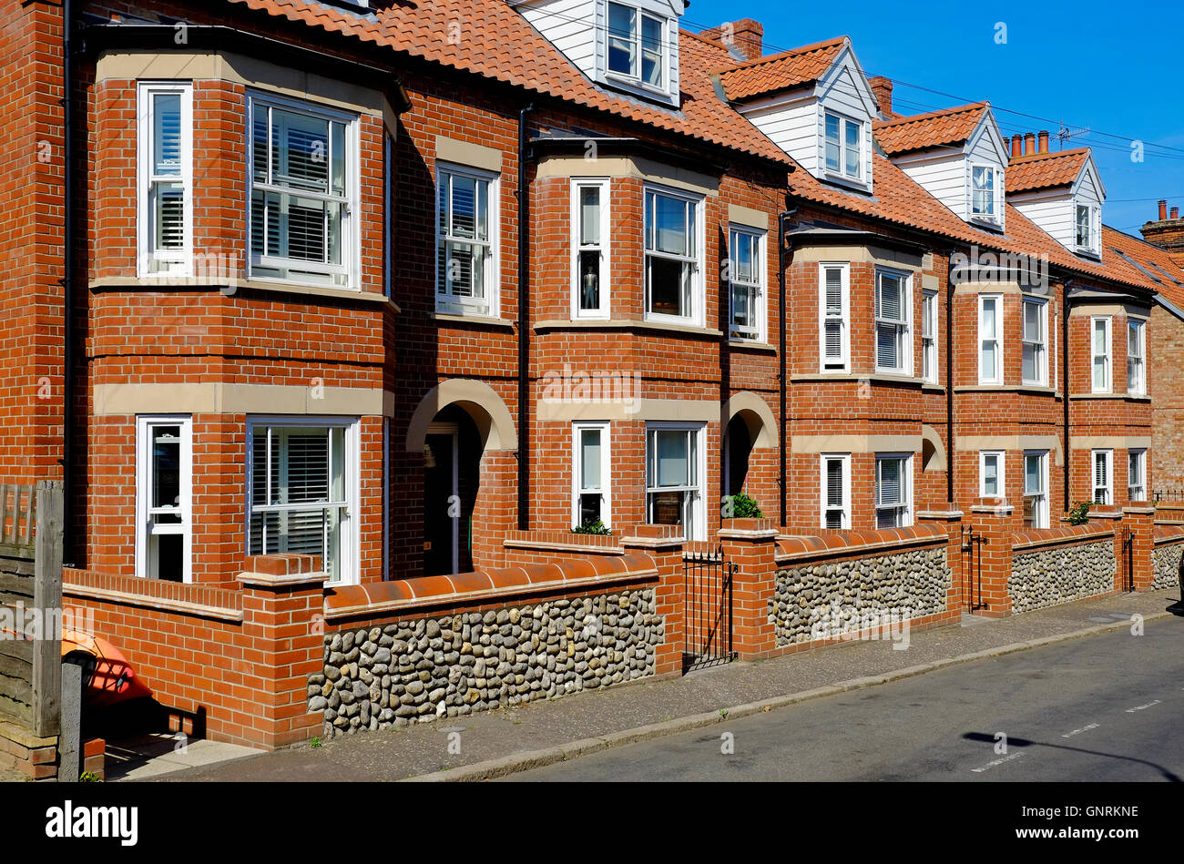 row of modern style terraced houses, sheringham, north norfolk, england Stock Photo