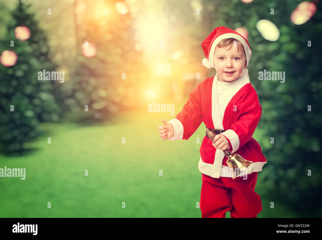 portrait of little kid santa claus Stock Photo