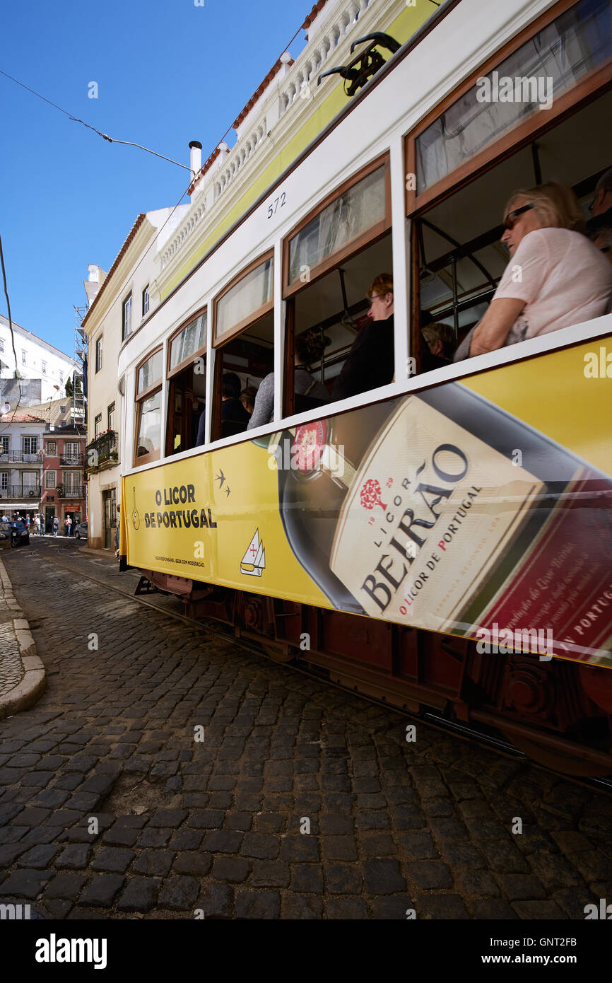 Lisbon, Portugal, tram line 28 on Rua das Escolas Gerais Stock Photo