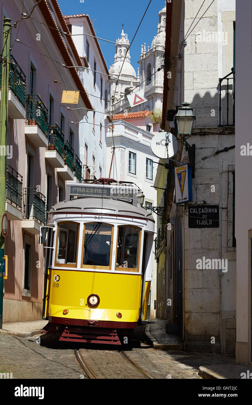 Lisbon, Portugal, tram line 28 on Rua das Escolas Gerais Stock Photo