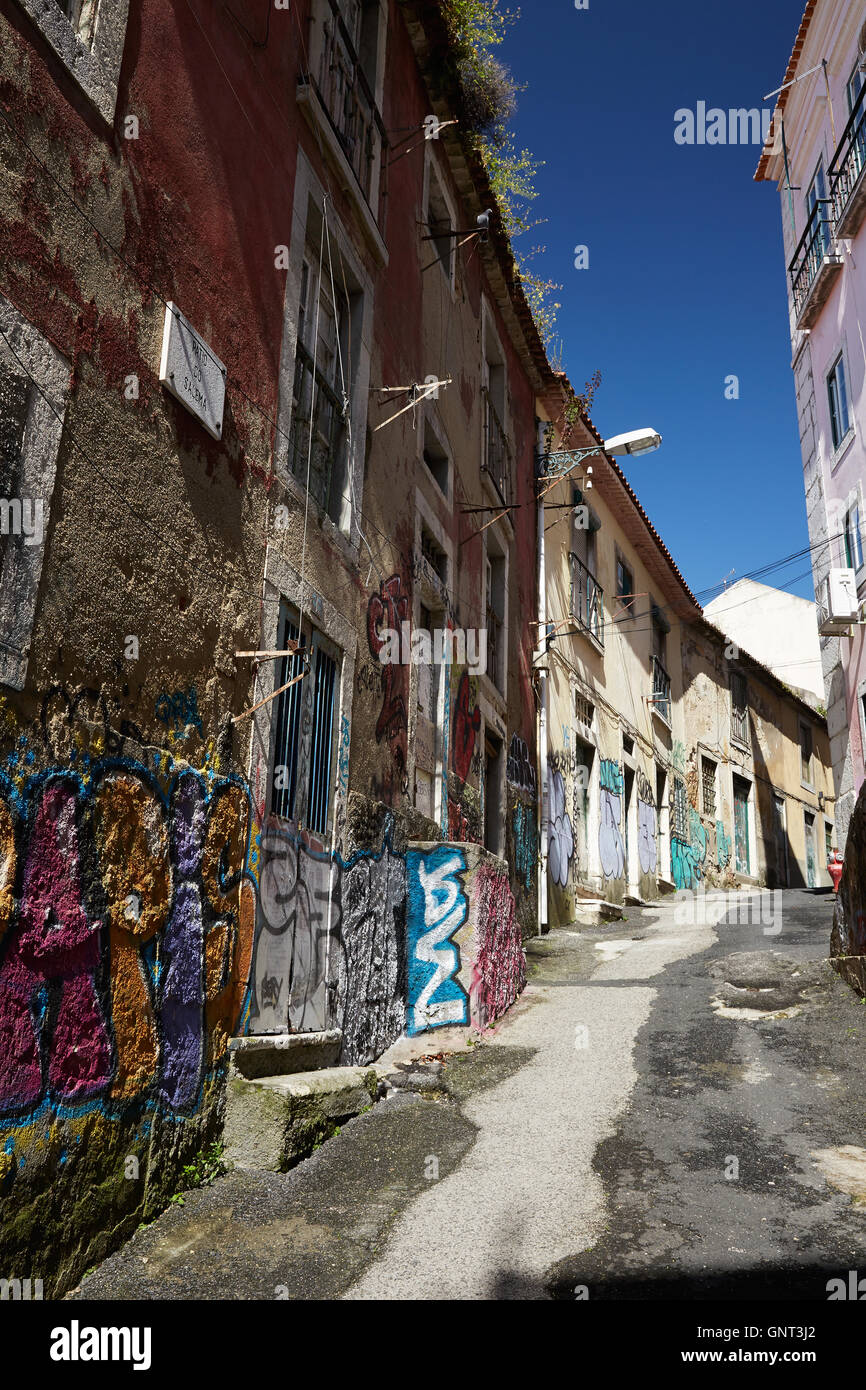 Lisbon, Portugal, overlooking the alley Patio do Salema Stock Photo