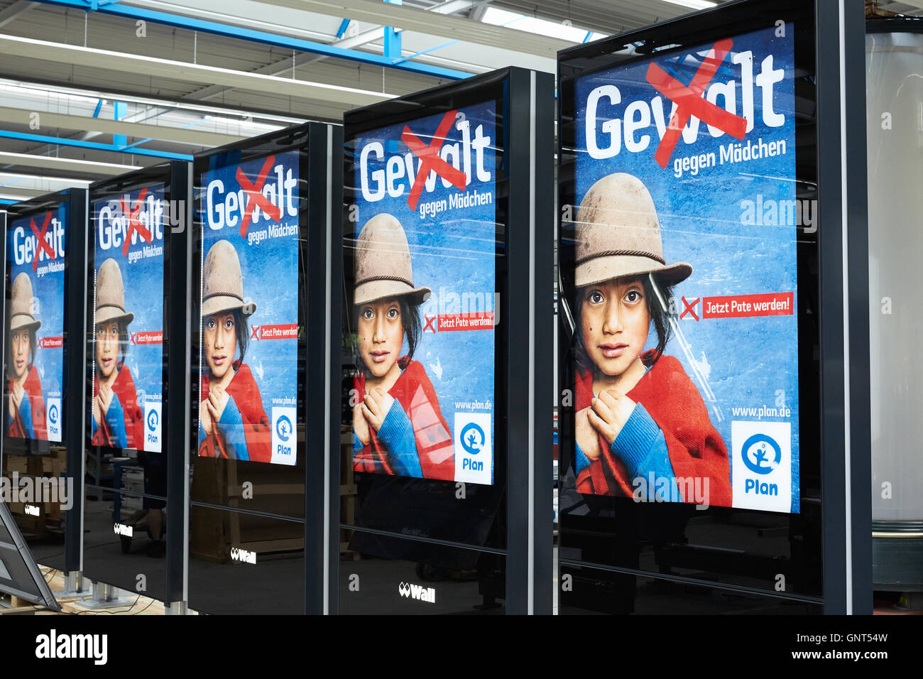 Velten, Germany, Advertising displays the latest generation of Wall AG Stock Photo