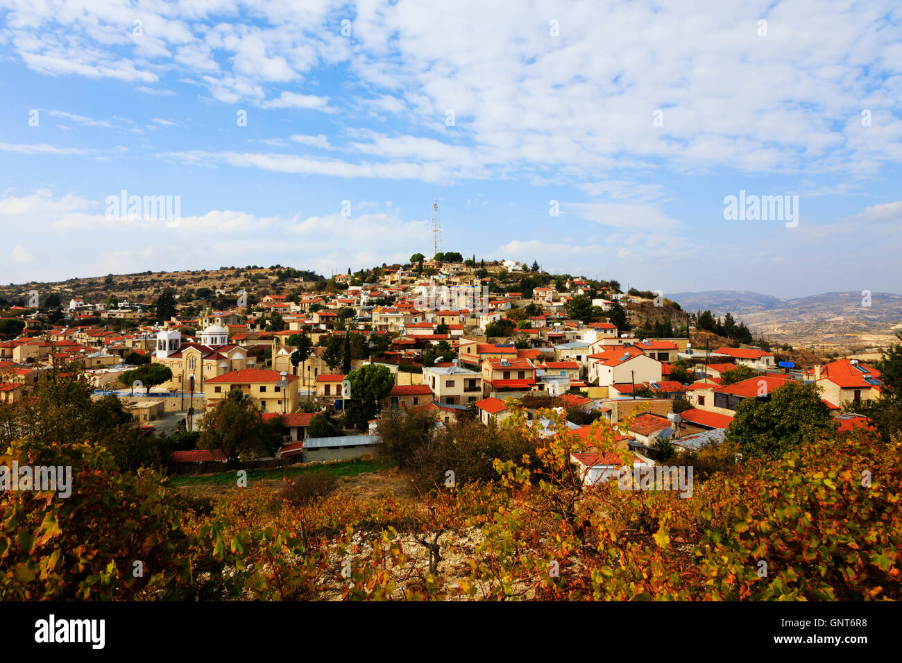 Pachna village on the Mount Troodos foothills, Limassol, Cyprus Stock Photo