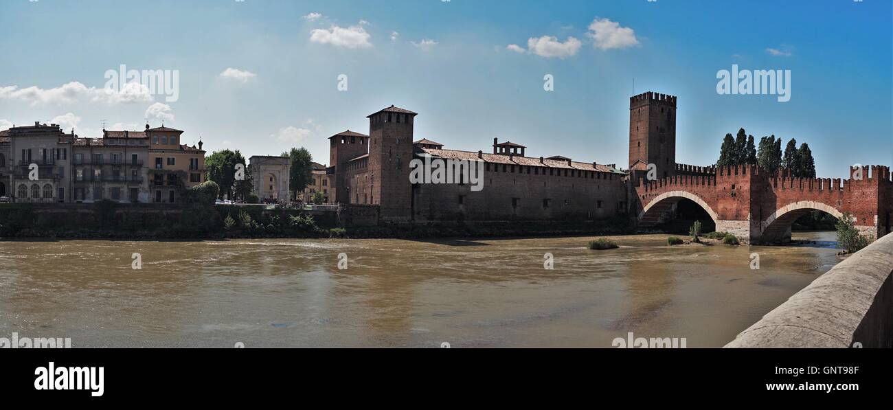 Adige river quay in Verona old city Italia Stock Photo - Alamy