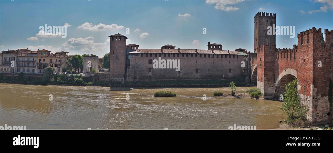 Adige river quay in Verona old city Italia Stock Photo - Alamy