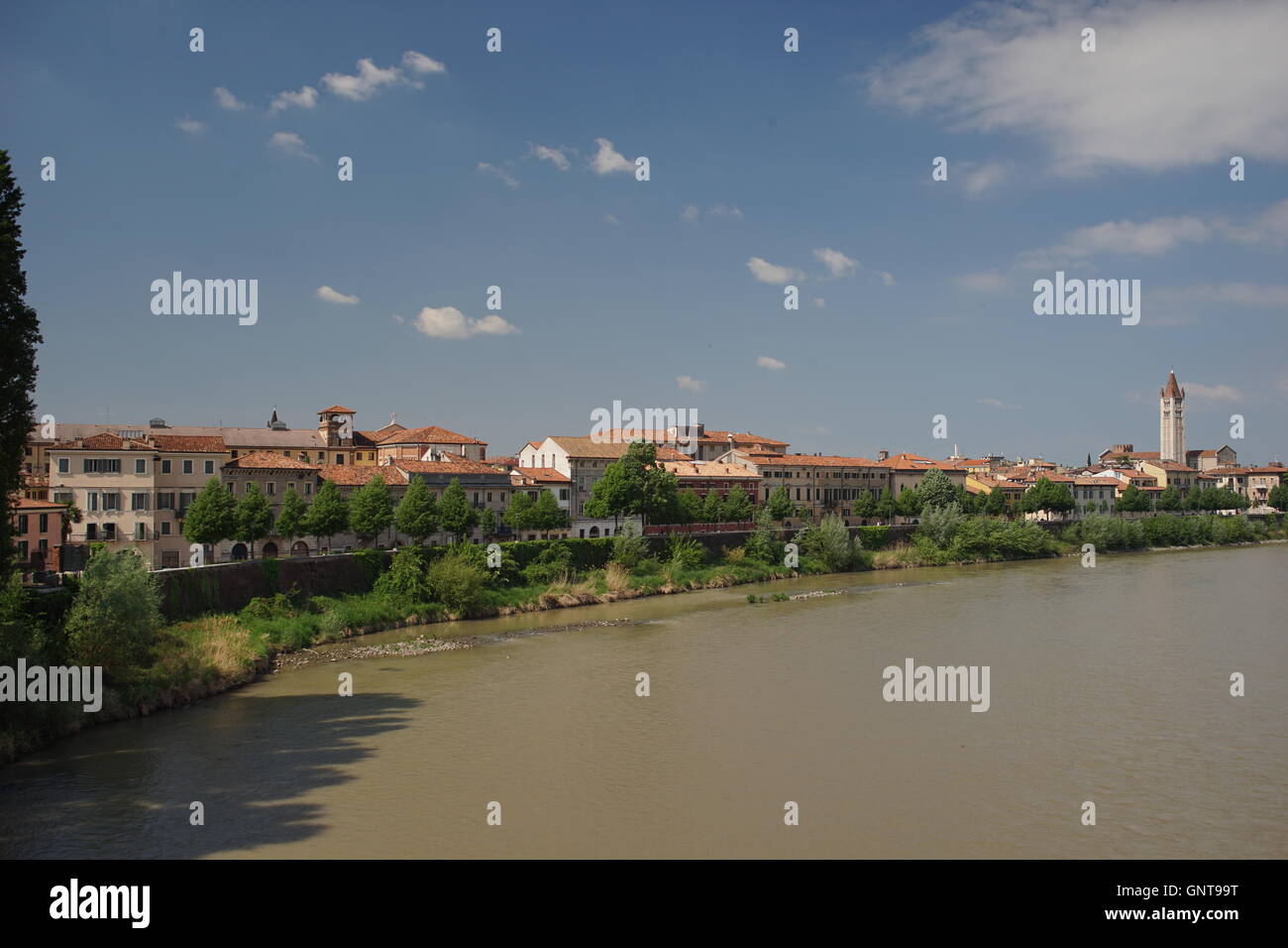 Adige river quay in Verona old city Italia Stock Photo - Alamy