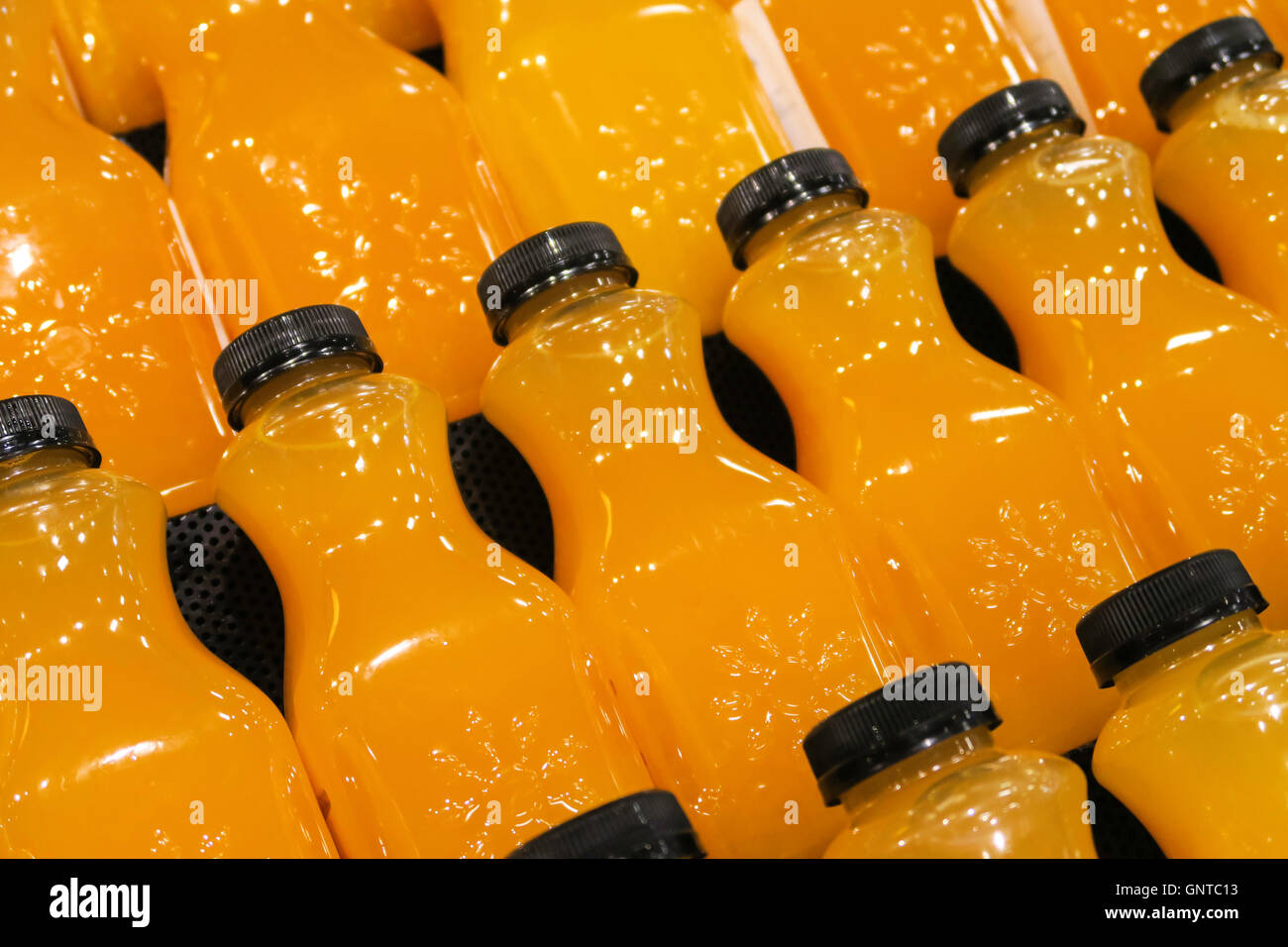 Fresh Squeezed Orange Juices Bottles at Wegmans Grocery Store, Westwood, Massachusetts, USA Stock Photo