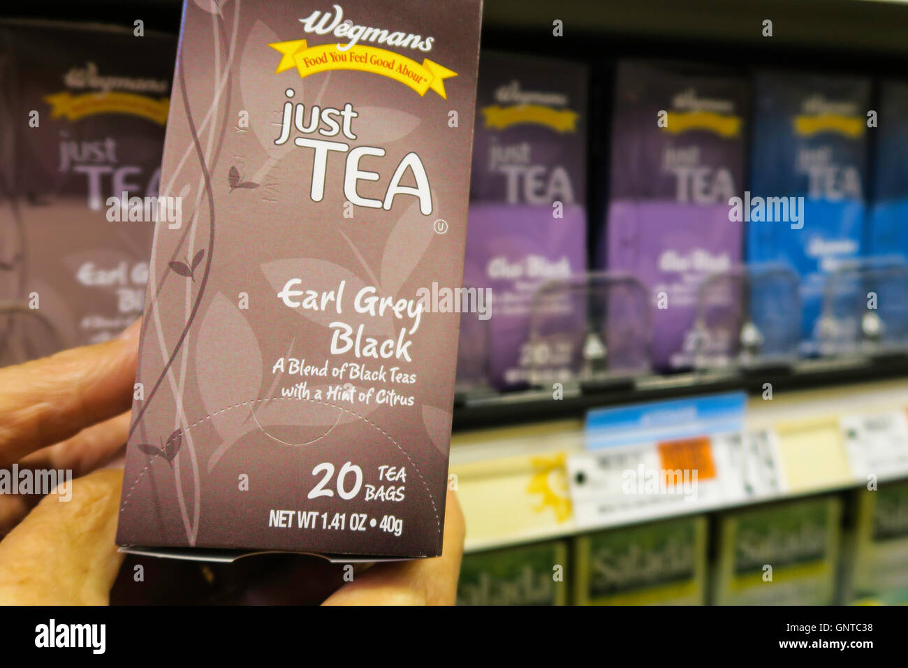 House Brand Tea Bags at Wegmans Grocery Store, Westwood, Massachusetts, USA Stock Photo