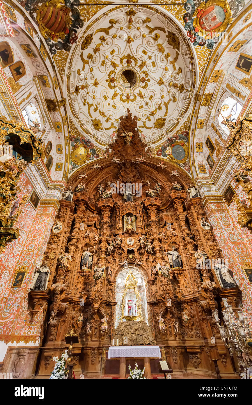 Baroque altarpiece. Iglesia Nuestra Señora del Carmen, mudejar building & baroque style. Antequera,Malaga province Costa del Sol Stock Photo