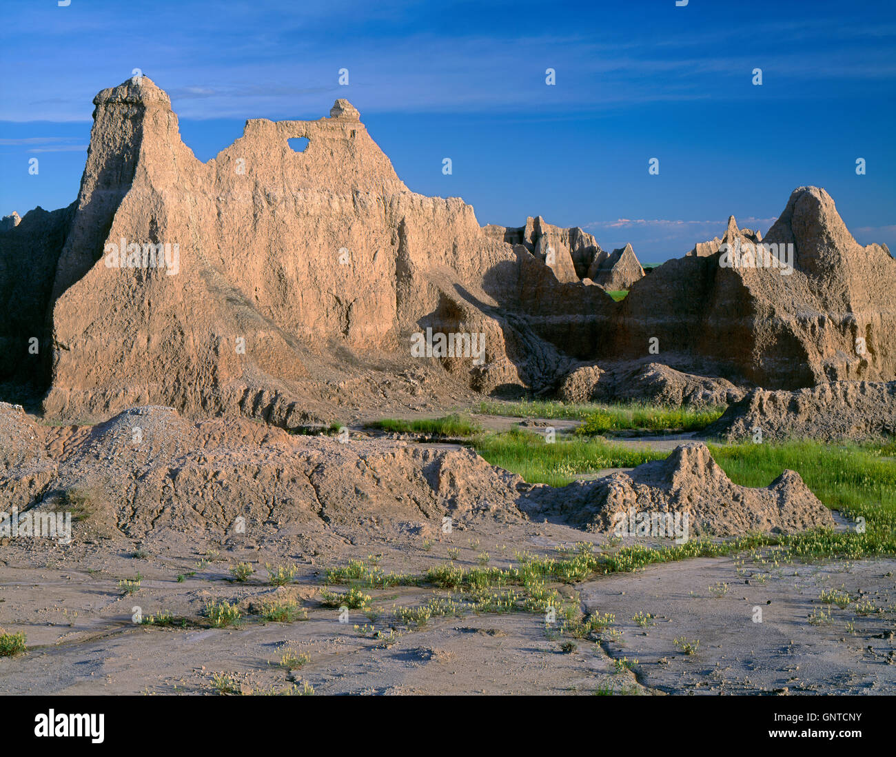 USA, South Dakota, Badlands National Park, Erosion of soft rock has