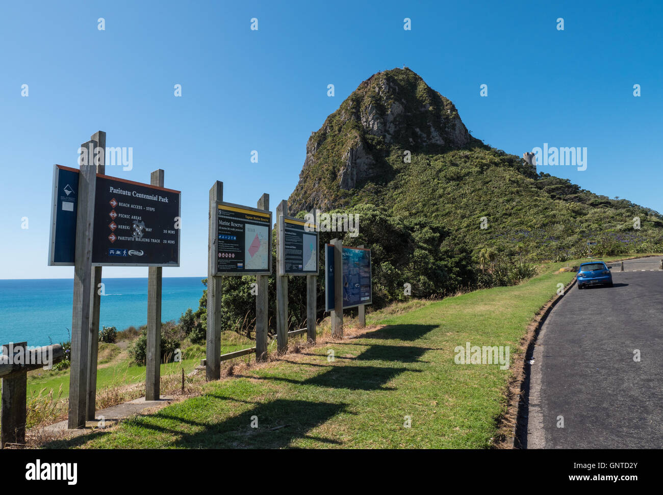 Paritutu Rock, New Plymouth, Taranaki, North Island, New Zealand Stock