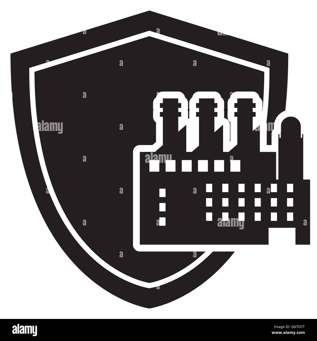 factory and shield icon Stock Vector Image & Art - Alamy