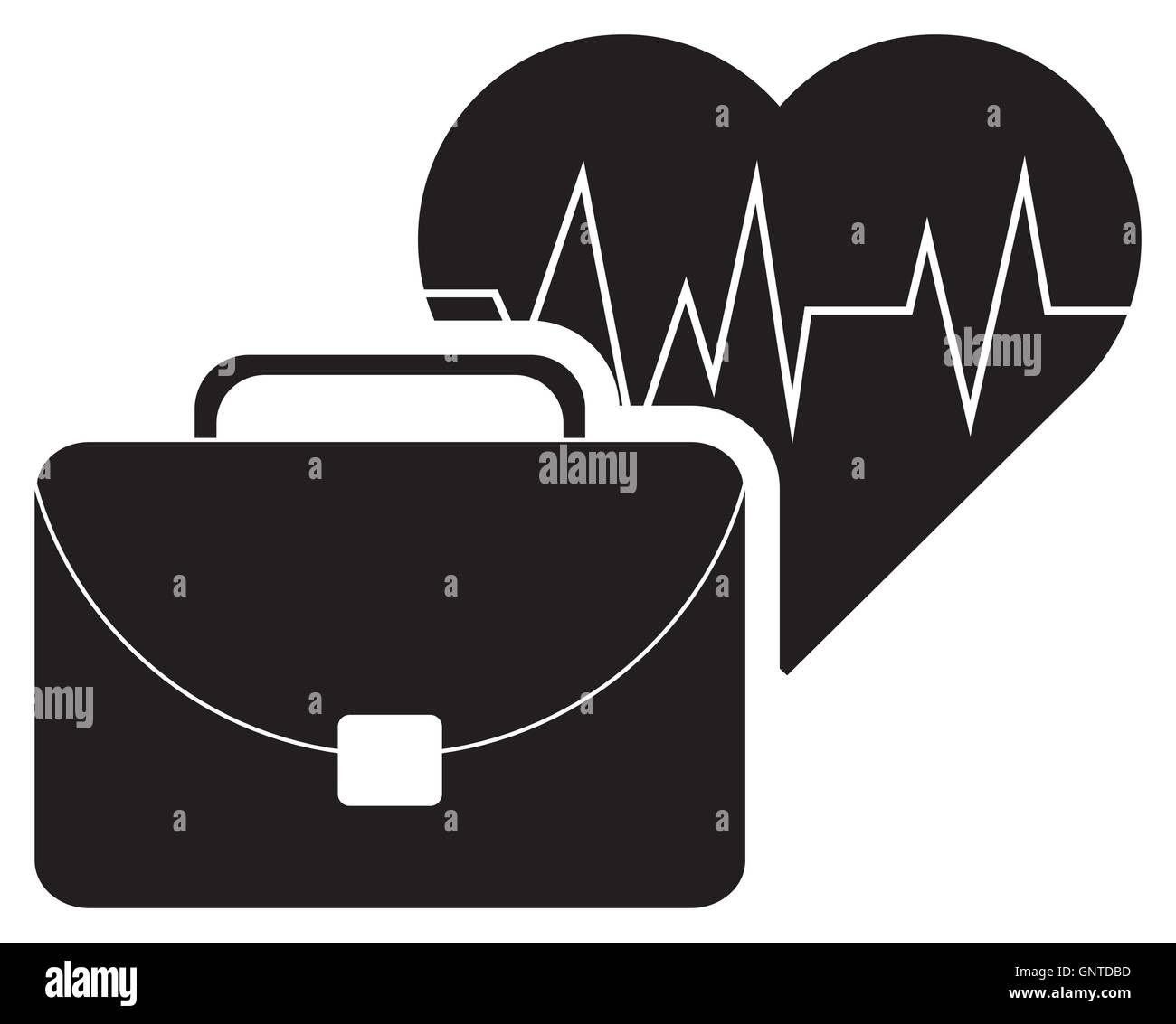 heart cardiogram and suitcase icon Stock Vector Image & Art - Alamy
