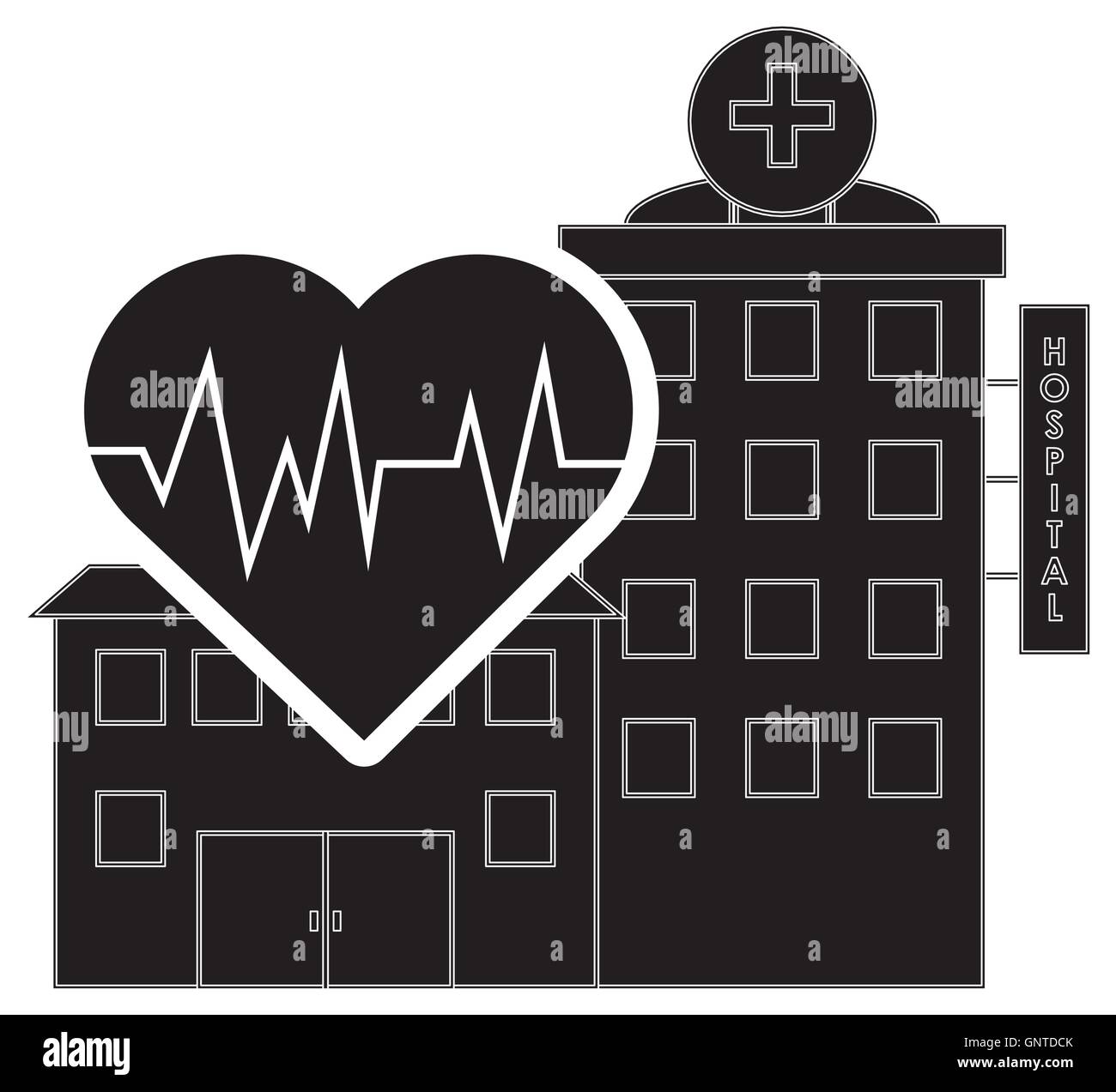 hospital and heart cardiogram icon Stock Vector Image & Art - Alamy
